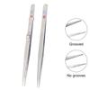 Diamond Stone Tweezers Gem and Jewelry Tweezers Stainless Steel Slide Locking Serrated Fine Pointed Tip Tweezers with Gem Slot (Straight Pointed Tip)