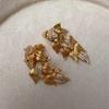 Elegant Rhinestone Leaf Stud Earrings for Women – Luxurious, Versatile Dangle Design