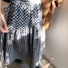 Women Midi Skirt Plaid Print Stitching Design A-Line Skirt Elastic High Waist Retro Style Swing Skirt Daily Wear