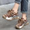Women's Retro Genuine Leather Dad Sneakers - Autumn 2025
