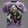 Horror Zombie Print T Shirt For Men Hip Hop Trend Harajuku Halloween Party Clothing Casual O-neck Loose Short Sleeve Tees