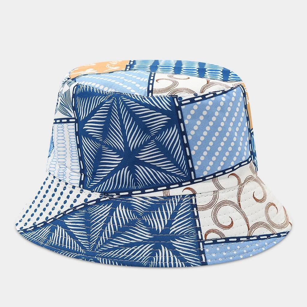 Boho style flower print double side sunscreen fisherman hat women fashionable outdoor sunshade retro sun beach bucket hat