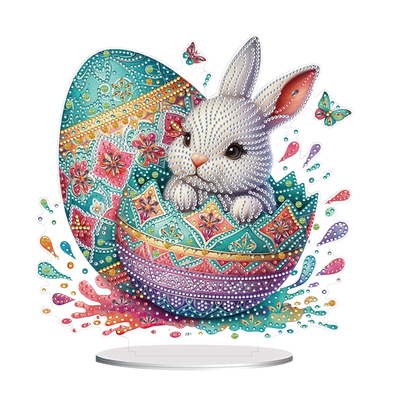 

Acrylic Special Shaped Easter Egg Rabbit Diamond Painting Desktop Ornament Table Top Diamond Painting Ornament for Desktop Decor
