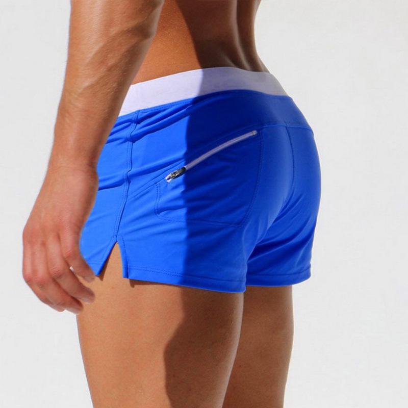 Men's Square Leg Swim Trunks with Back Pocket, European & American Style - In Stock