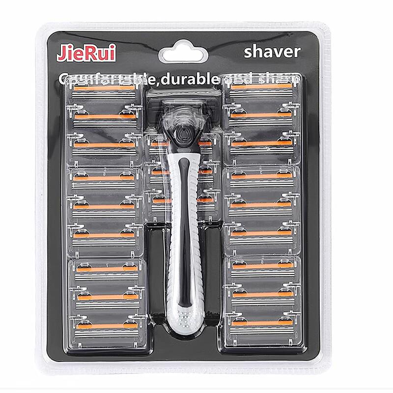 Stainless Steel Triple Blade Manual Shaving Razor for Men - 21 Blades