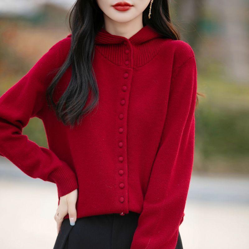 Hooded Sweater Coat for Women Autumn and Winter Loose and Thick Knitted Cardigan Stylish Paired with Long-sleeved Knitted Coat