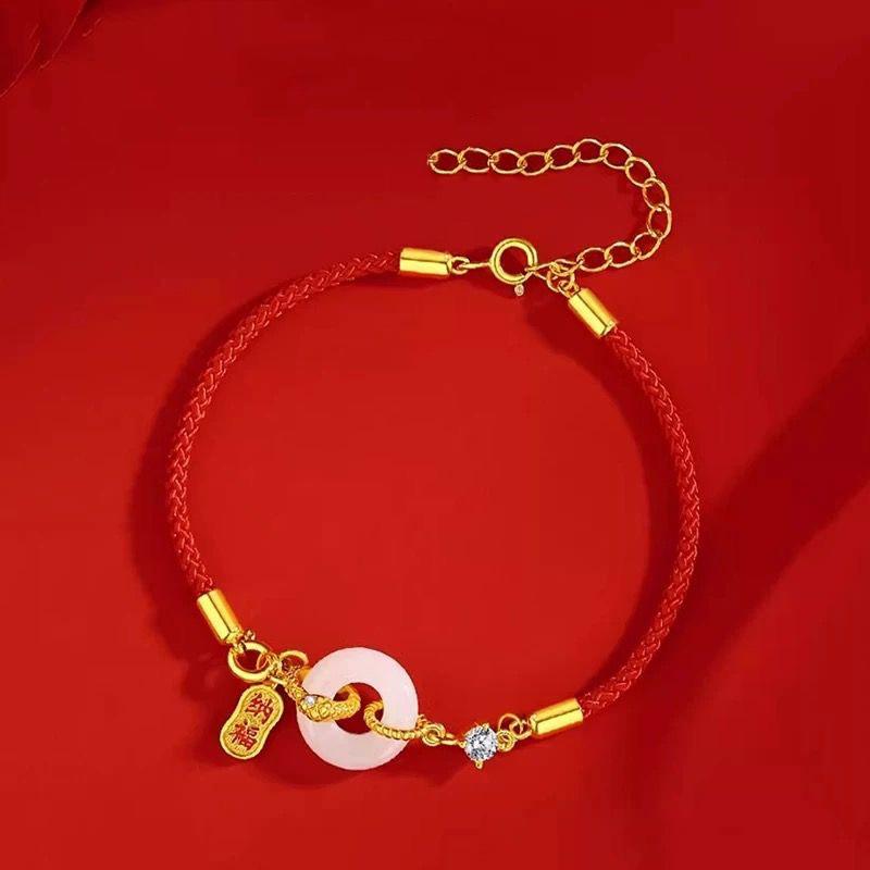 Lucky Red Rope Snake Pendant Bracelet For Women Chinese Zodiac Snake Year Braided Bracelets  Year Gifts