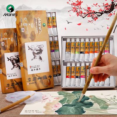 Marie's Chinesische Malpigmente Farbtuben Aquarell-Sets 5/12ML 12 Farben für Schüler, Anfänger und Malerei