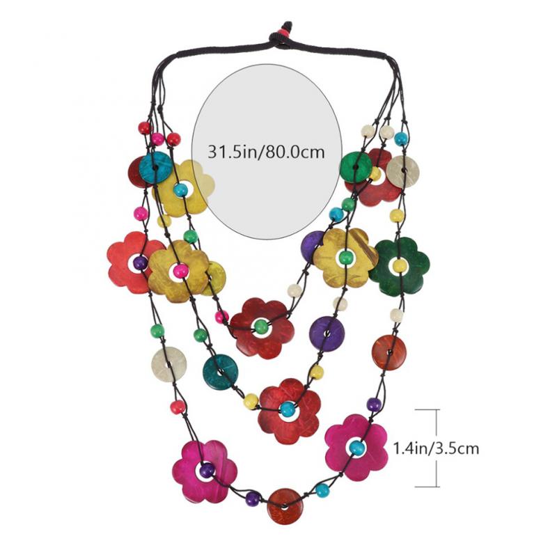 Bohemien Damenkette Ethnisch Retro Kokosnussperlen Bunt