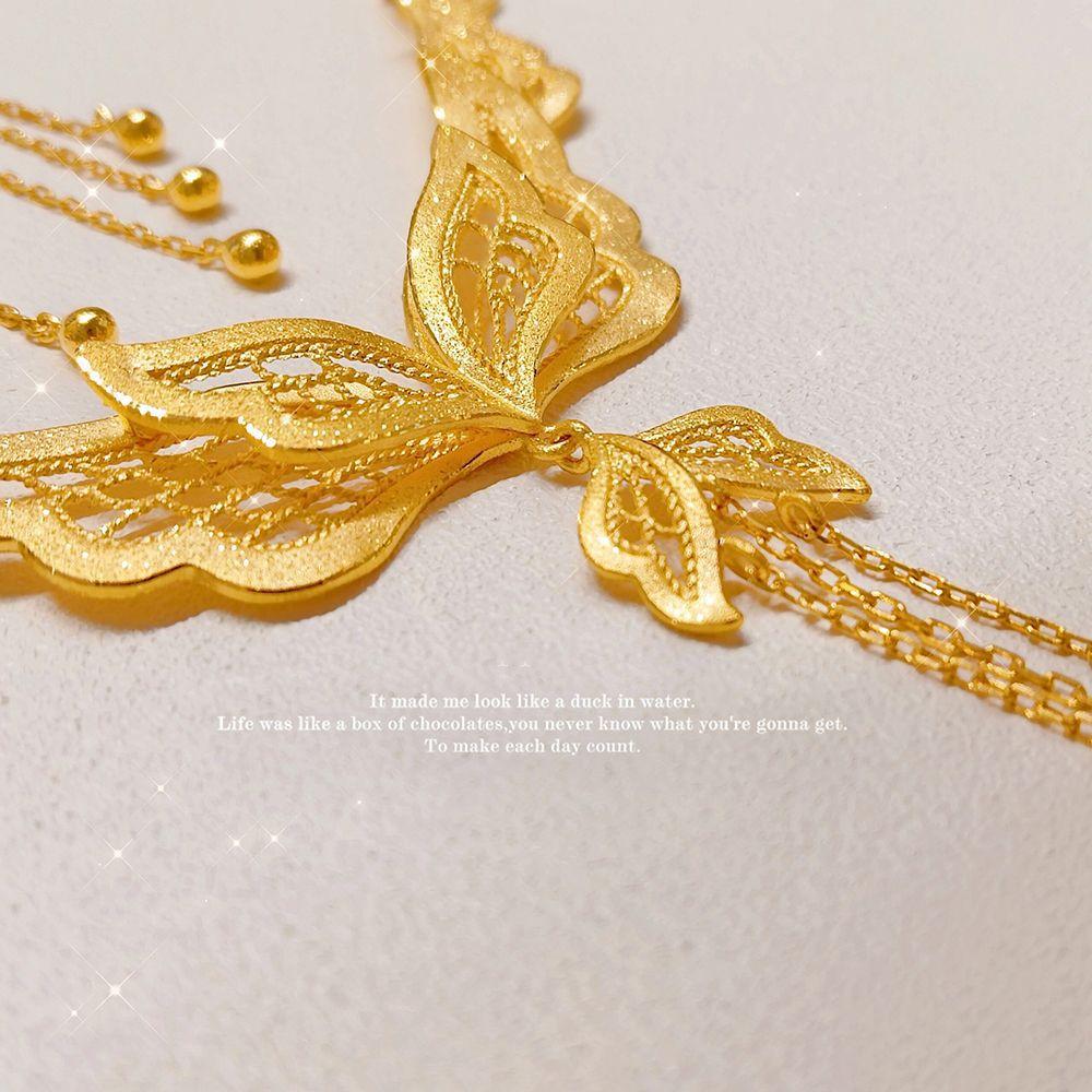 Butterfly Love Necklace Niche Fashion Exquisite Hollow Retro Fashion Versatile Versatile Necklace Women