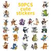 50 Cartoon Fun Animal Musical Instruments Graffiti Stickers Creative Easy To Tear Small Handle Children Diy Material Stickers