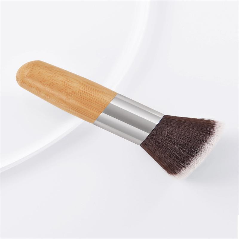 Bamboo Handle Makeup Brushes Flat Top Round Head Foundation Brush Beauty Tools