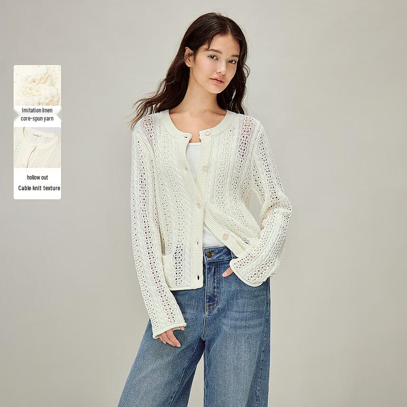 

INMAN Women s Slimming Cable Knit Hollow Out Cardigan XL