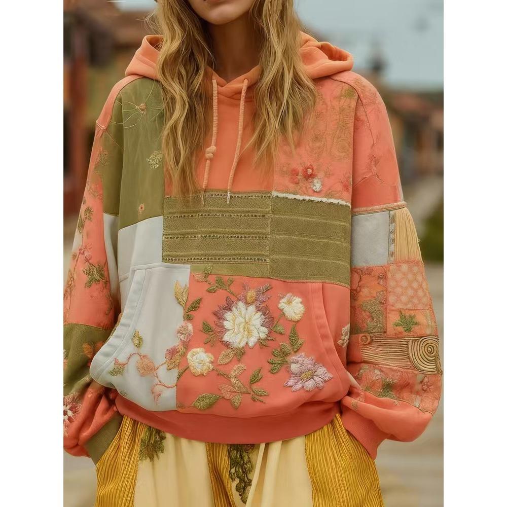 Spring Autumn Floral 3d Print Hoodie Women Fashion Casual European American Style Hoodie Streetwear Sweatshirt Women Clothes Top