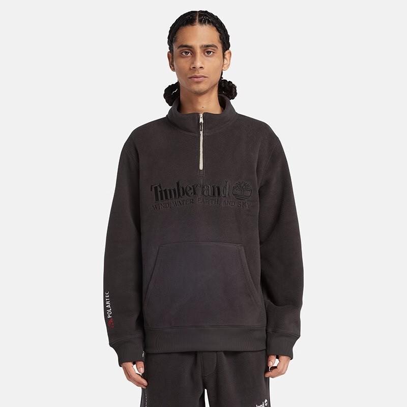 Timberland Letter Print Fleece Outdoor Moisture-Wicking Casual Hoodie Men hoodies Black A2NRK-001