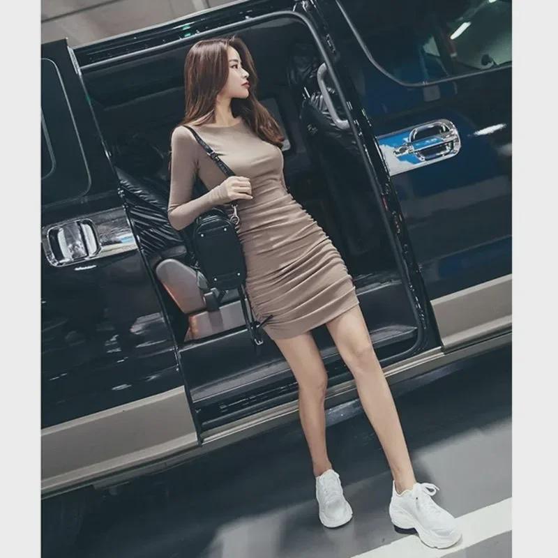 2024 Autumn/Winter Pleated Slim Fit Long-Sleeve Dress - Sexy & Elegant