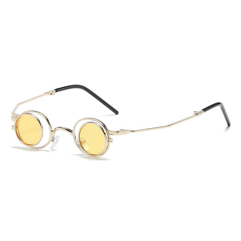 Casual Stylish Flip Sunglasses For Women Luxury Designer Tiny Round Foldable Glasses Trend Fashion Eyewear Uv400