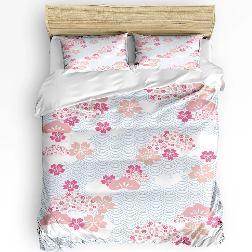 Plant Pink Cherry Blossom Art Bedding Set 3pcs Duvet Cover Pillowcase Kids Adult Quilt Cover Double Bed Set Home Textile
