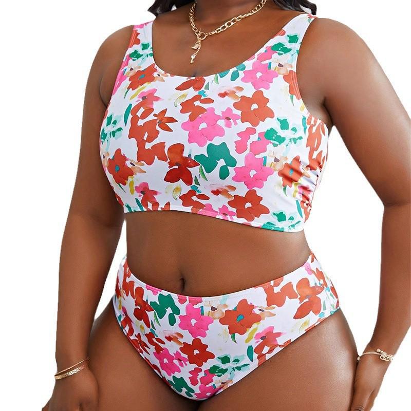 Plus Size 2025 Print Sling Bikini Swimwear for Women