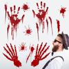 Halloween Horror Decoration Blood Handprint PVC Stickers Foot Handprint Wall Shopping Showcase Glass Window Transparent Stickers