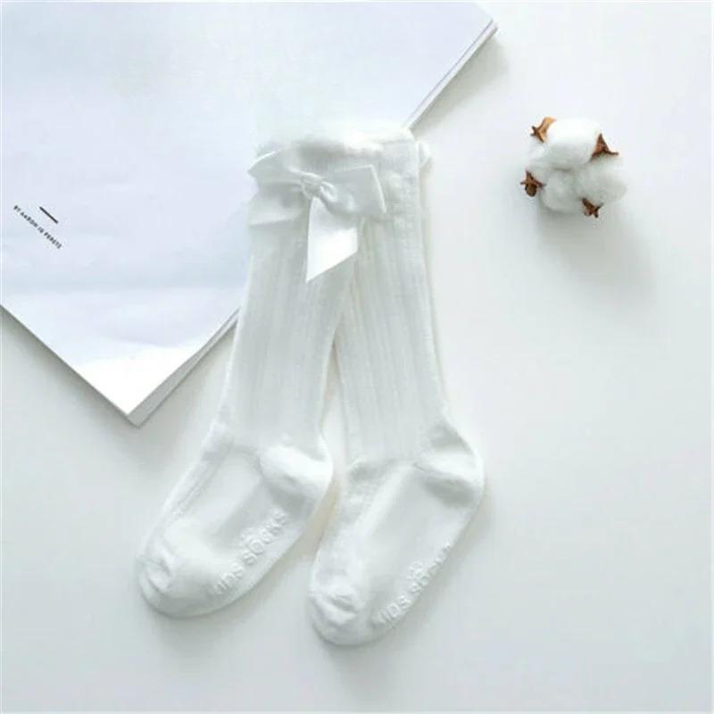 Mädchen-Schlauchsocken, einfarbig, mit Schleife und Buchstabendruck, modisch, atmungsaktiv, warme Strümpfe