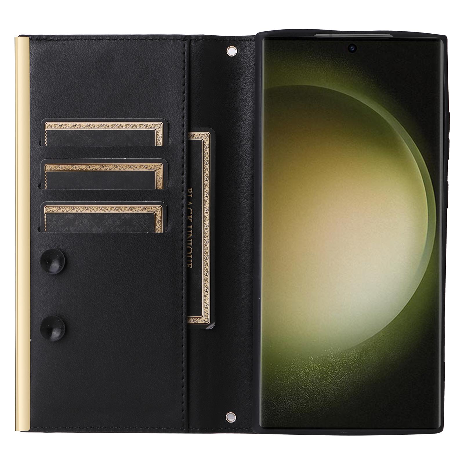 

For Samsung Galaxy S23 Ultra Crossbody Case Suction Cup PU Leather Wallet Phone Cover Rose Gold