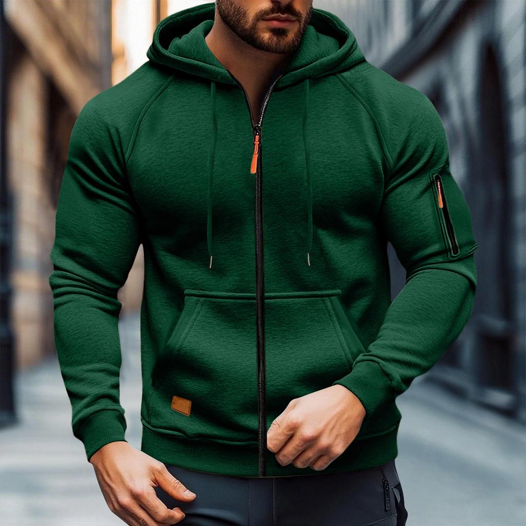 Heren Casual Rits-Up Cargo Hoodie met Meerdere Zakken Lange Mouwen Jas