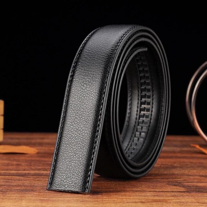 

Luxury Men s Leather Automatic Ribbon Waist Strap Belt Without Buckle Black