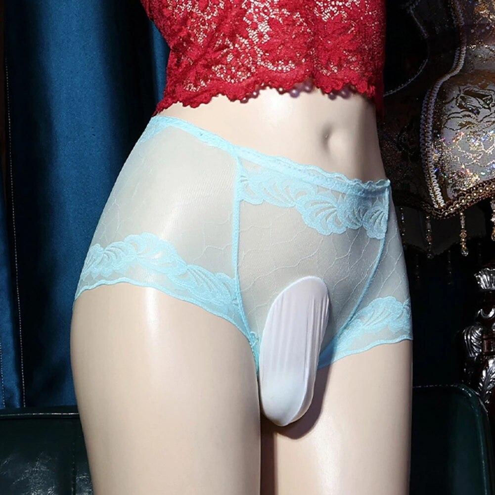 Sexy Herren Sissy Pouch Höschen Unterwäsche Spitze Sheer Ultra Thin Mesh Ball Briefs Mantel Trunks Dessous Homosexuell Durchsichtige Unterhose