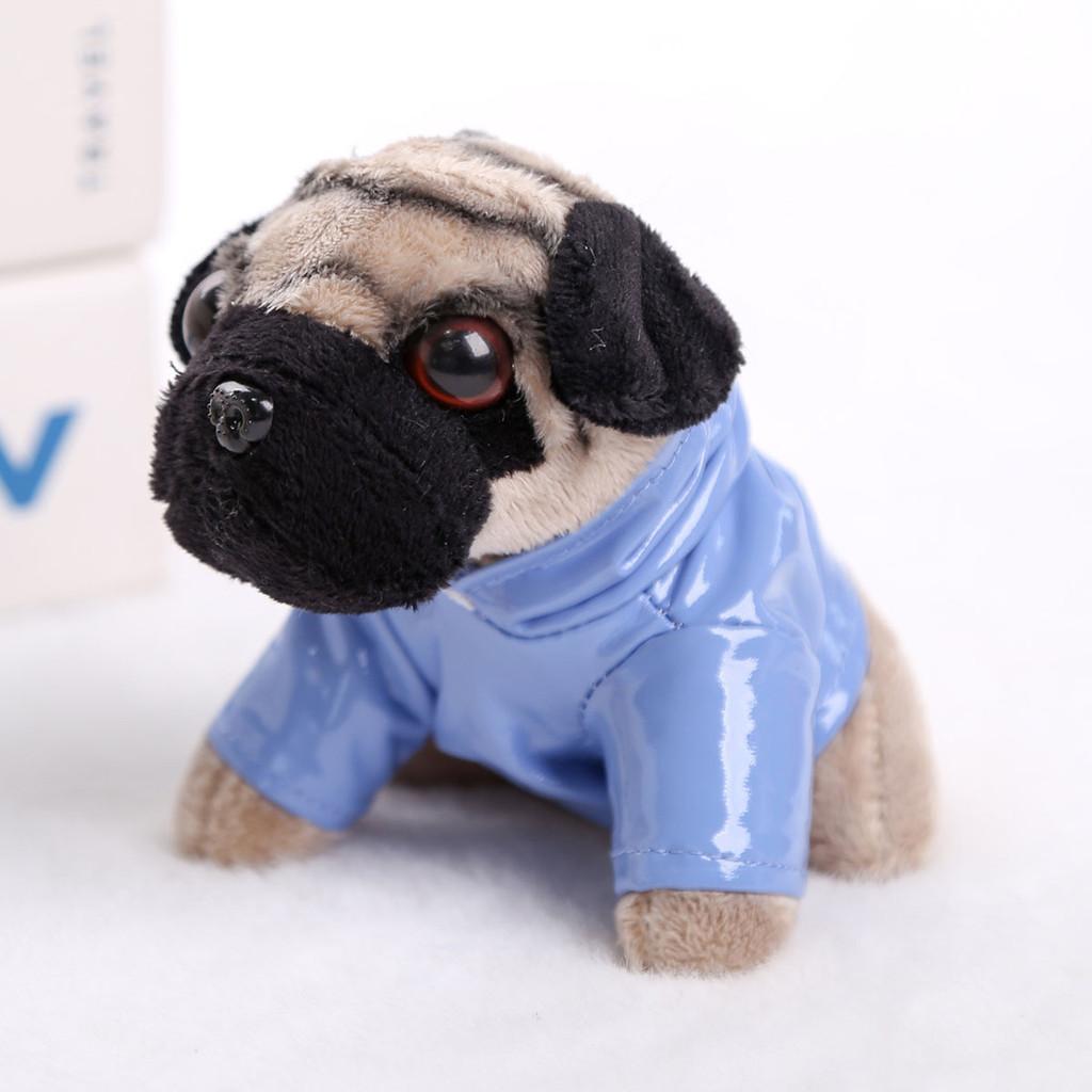 Pug Dog Plush Toy Keychain With Short Pile Fabric For Birthday Gift And Bag Charm