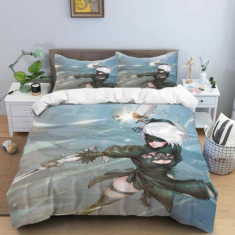 Comic Nier Art Print Three Piece Bedding Set Fashion Article Children or Adults for Beds Quilt Covers Pillowcases Bedding Set