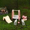 Cute 1:12 Miniature Dollhouse Swing Simulation Slide Rocking Horse Model Pretend Kindergarten Furniture for Doll Accessories Toy