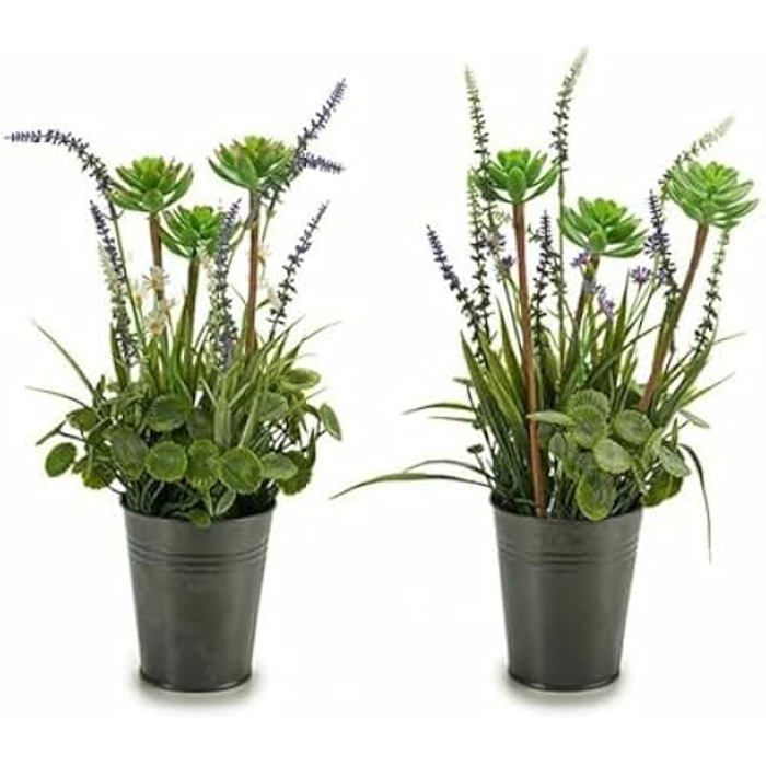 Dekorative Pflanze - IBERGARDEN - Lavendel - Metall und Kunststoff - 13 x 40 x 13 cm - 12 Stück