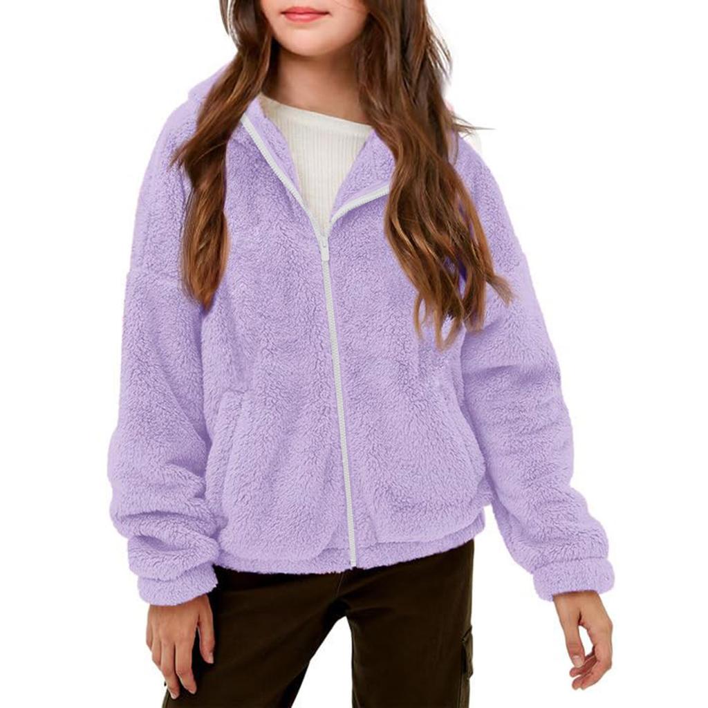 Kids' Fashion Fleece-Lined Thickened Hooded Oversized Sweatshirt Warm Casual Jacket For Fall/Winter