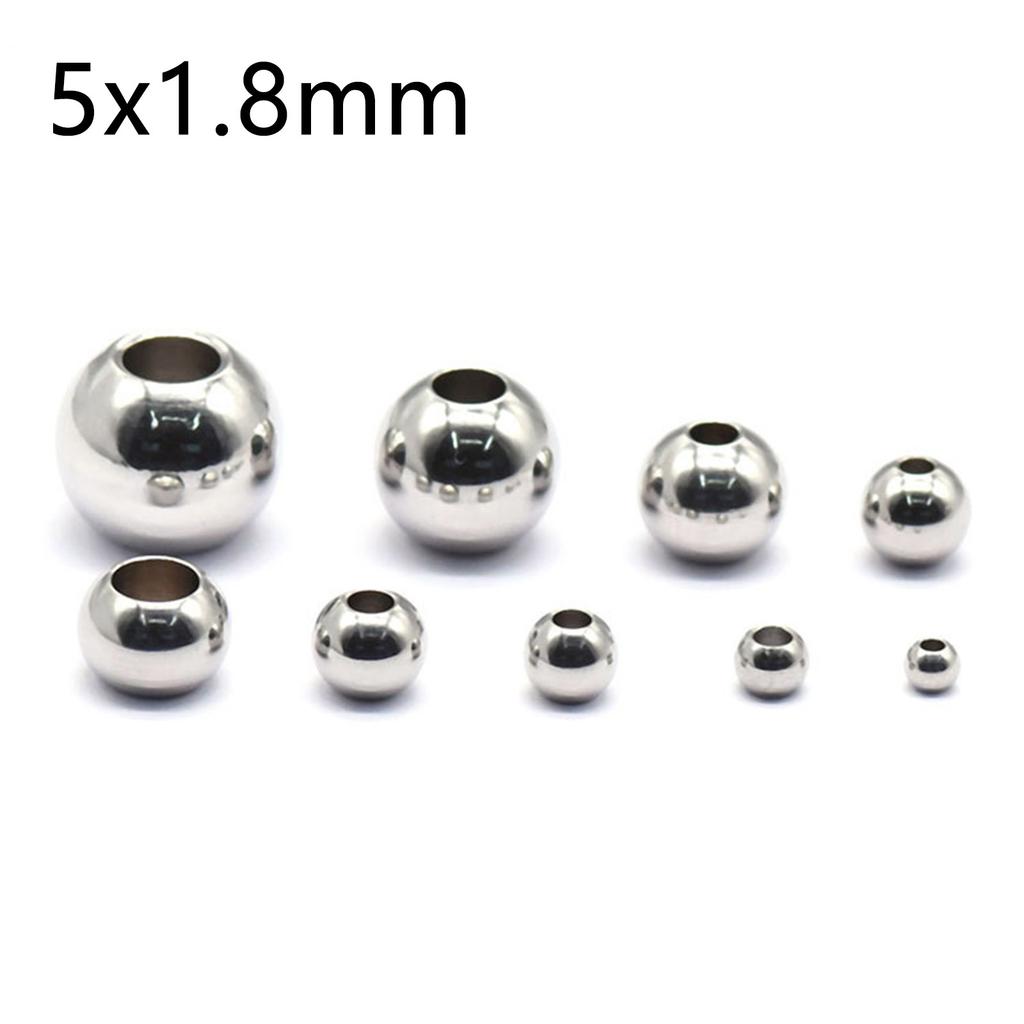 50 Piece 304 Stainless Steel Loose Spacer Beads Charms Silver Color Round Ball Beads For Jewelry Making Diy Necklace Findings