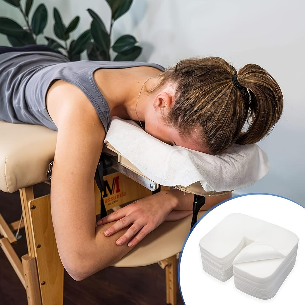 200pcs Disposable Soft Non-Woven Snug Fit Face Cradle Covers - Massage Tables/Chairs Spa Facial Rest White