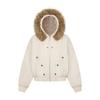Mens Short Winter Cotton Jacket With Detachable Rabbit Fur Collar Thick Warm Casual Coat