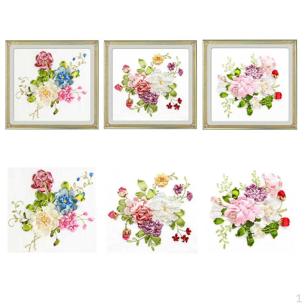 

3 шт./набор Наборы для вышивания шелковыми лентами Набор для рисования Вышивка штампованным стежком Подарки