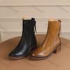 Fashion Women's Platform Chelsea Boots New Round Toe Chunky Heel Women Brown Ankle Boots Outdoor High Heel Leather Boots Zapatos Mujer