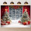 1pc 2D Flat Christmas Window Scene Backdrop, Christmas Party Background, No Power Required