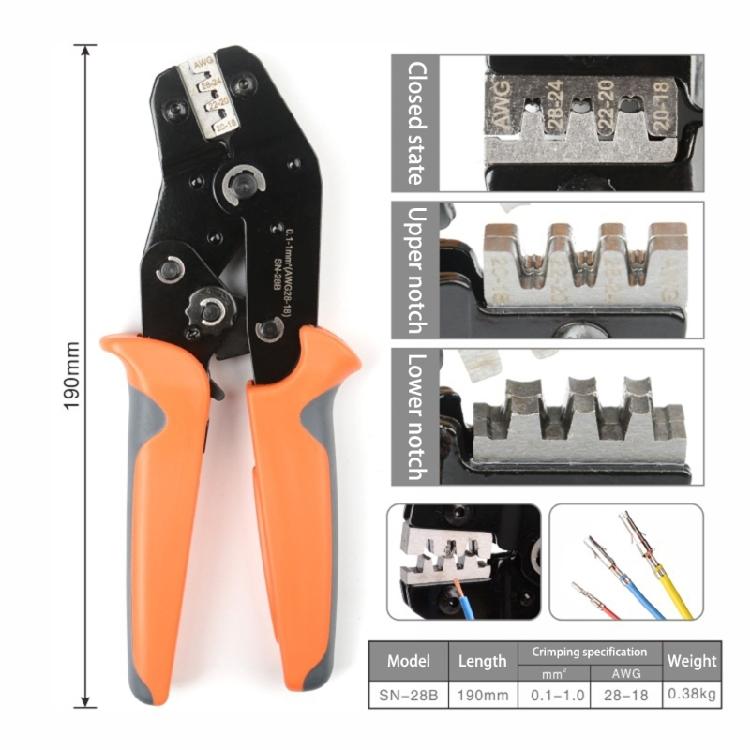 SN-28B Pin Crimper Hand Tool for Connectors Terminals Line Pressing Pliers