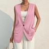 Ladies Summer Suit Jacket Work Casual Sleeveless V-Neck Single Button Color Suit Vest