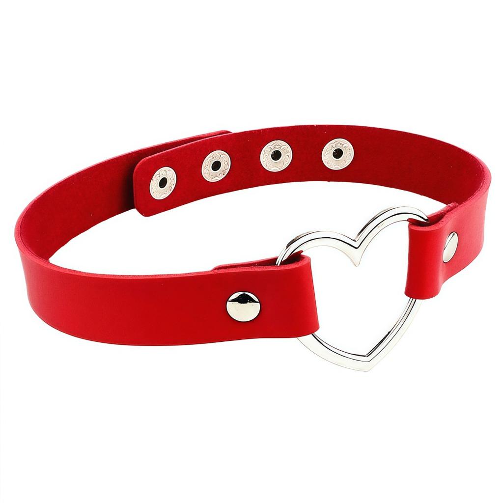 Eco-friendly PU Leather Four-buckle Harajuku Punk Style Love Collarbone Chain Peach Heart Collar Neck Strap Women's Necklace Choker Neck Chain