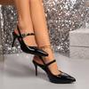 Patent Leather Wrapped Head One-belt Sandals Women's Summer New Pointed Toe Shallow Mouth Temperament Non-slip High Heels