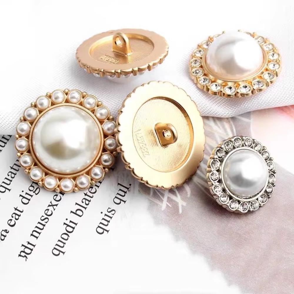 10 Pcs Set of High-grade Exquisite Rhinestone Pearl Metal Buttons Suitable for Suit Jacket Coat Dress Decorative Metal Buttons