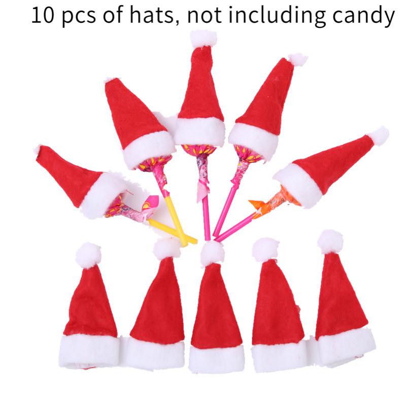 

Christmas Decoration Supplies 10 Pieces Mini Christmas Hats Christmas Lollipop Hats Christmas Non-Woven Small Hats 4*7cm красный