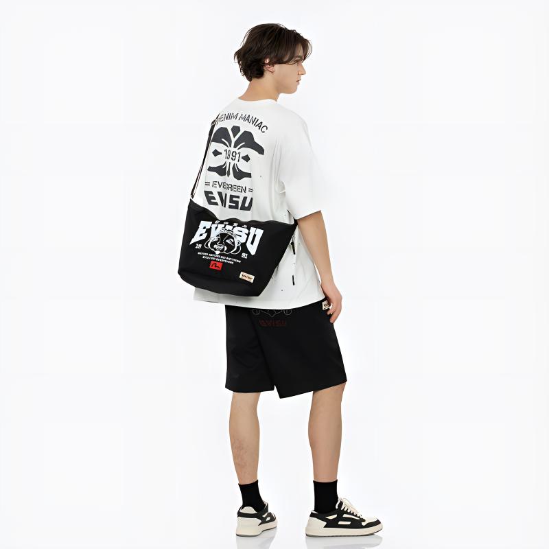 New EVISU Polyamide Shoulder Bag Regular Unisex Black 2ESHTU4BG8092XXSN