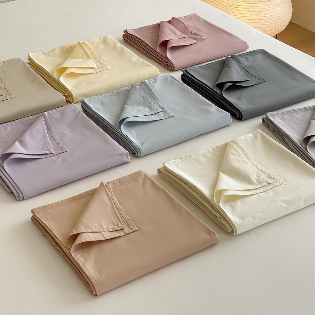 Simple Style Solid Color Washed Cotton Bed Sheet - Pure Cotton, Yarn-Dyed, Single Piece for Dormitory Use