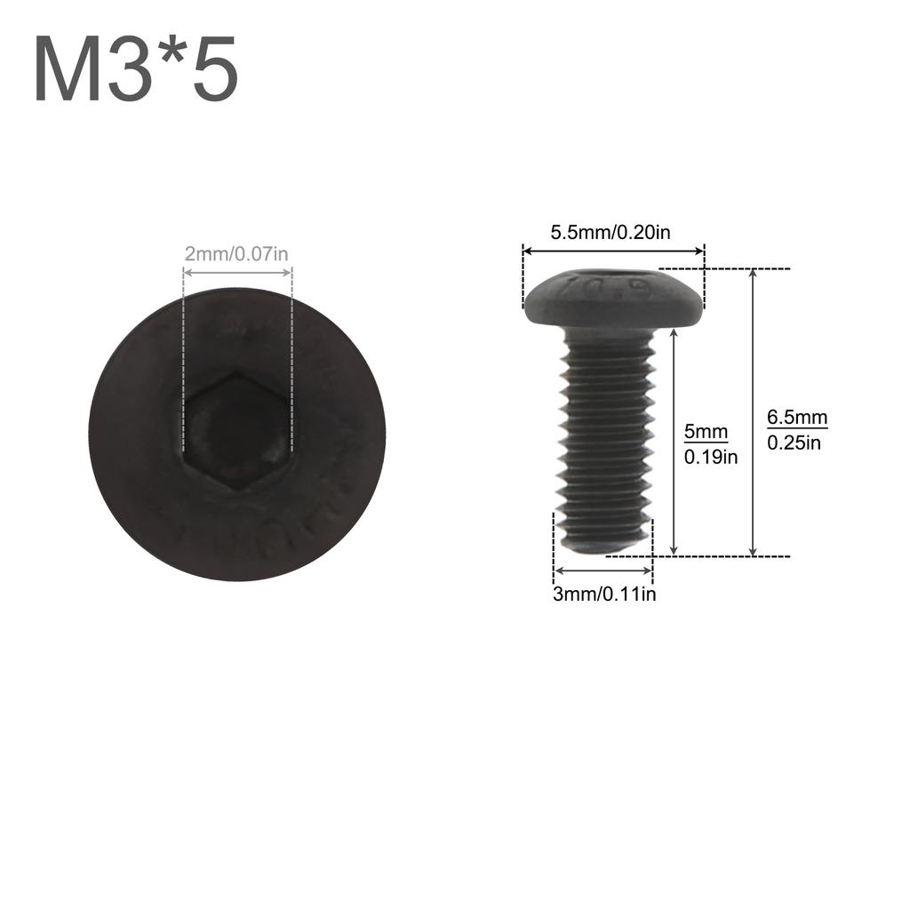 M2 M3 M4 M5 10.9 Grade Alloy Steel Allen Round Screw Hex Hexagon Socket Button Head Screw Black Oxide Pan Head Screw