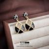 Elegant Gold-Plated Black Zircon Stud Earrings - Niche Design for a Luxurious Fashion Statement